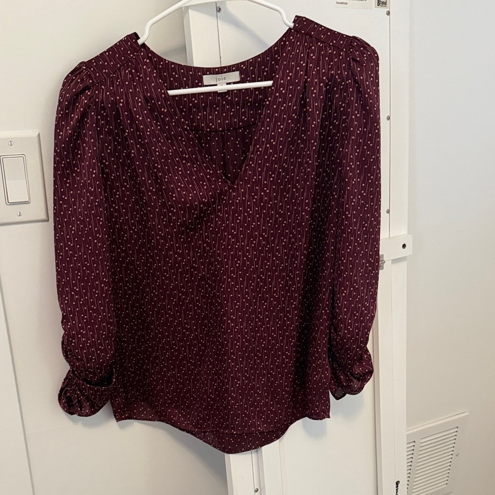 Joie Burgundy Patterned Blouse